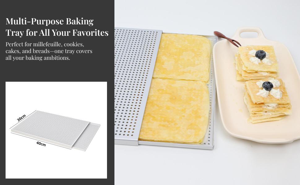 Baking Kitchen Set - ถาดอบขนมสี่เหลี่ยมมีรูระบายอากาศ อลูมิเนียมสองชั้น ถาดคุกกี้ สำหรับชุดอุปกรณ์ทำขนม อุปกรณ์ครัว