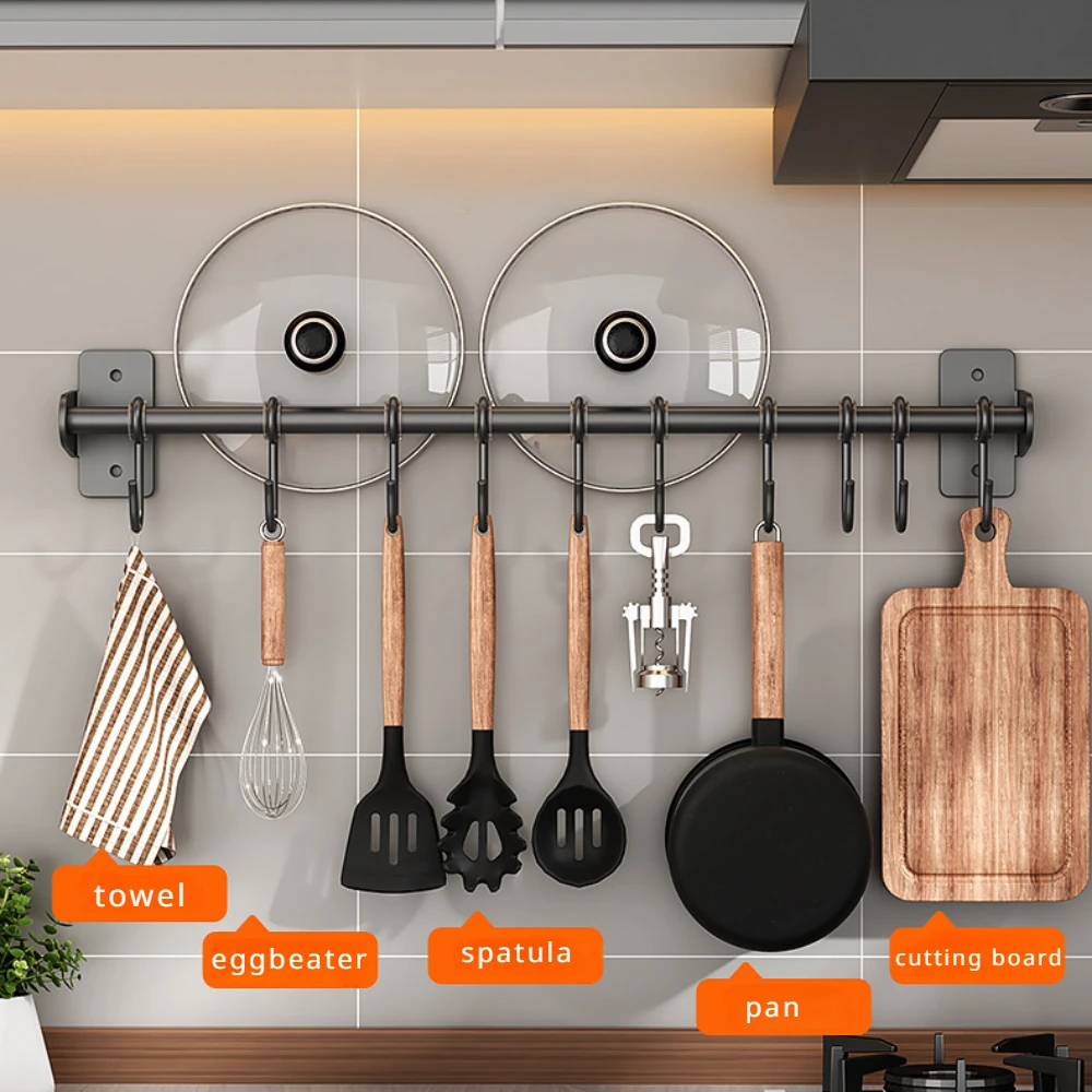 Kitchen Uncle - ชั้นวางของติดผนังสแตนเลสแบบไม่ต้องเจาะ สำหรับเก็บอุปกรณ์ครัว อุปกรณ์จัดระเบียบครัว ชั้นวางของติดผนัง