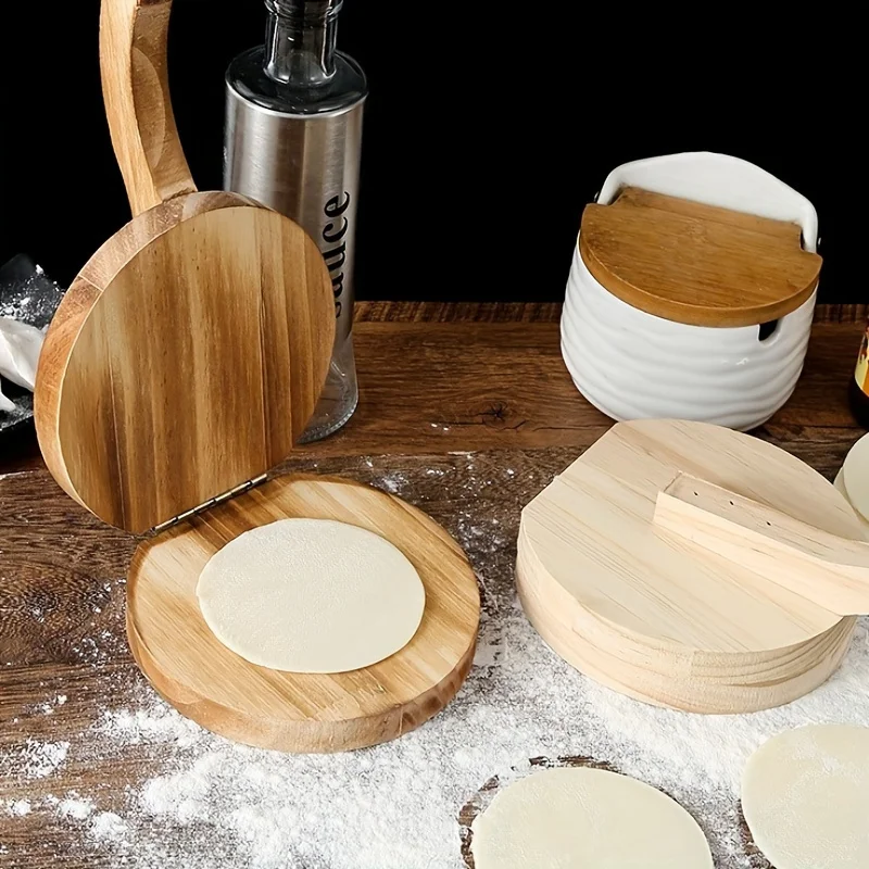 Kitchen Roller Baking - เครื่องรีดแป้งแบบมือหมุนทำจากไม้ 1 ชิ้น ใช้สำหรับทำแผ่นแป้งตอร์ติญ่าและแผ่นแป้งสำหรับทำเกี๊ยว อุปกรณ์ทำขนมอบในครัว
