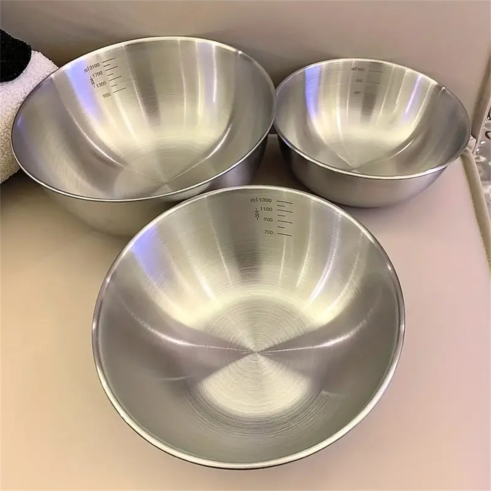 Baking Kitchen Set - ชุดชามสแตนเลส 1-3 ใบ พร้อมสเกลวัด สำหรับทำอาหาร อบขนม